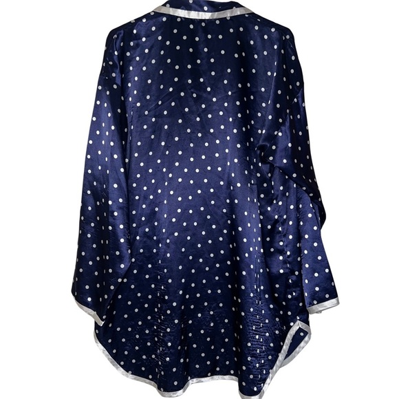 Victoria’s Secret Vintage Button Front Sleep Shirt Navy Polka Dotted Size Large - Picture 2 of 8